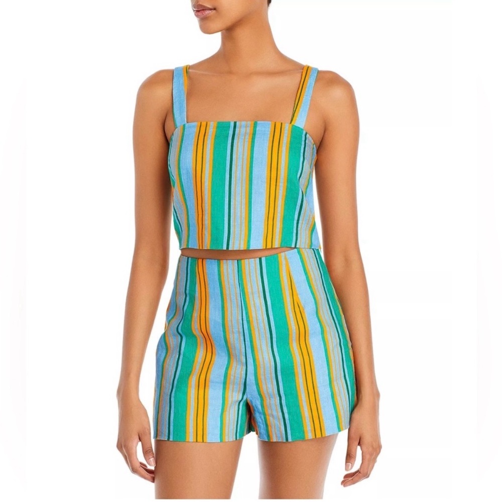 STAUD Rigina Linen Stripe SET Ibiza Stripe Size 2 New w/Tag Retail $400